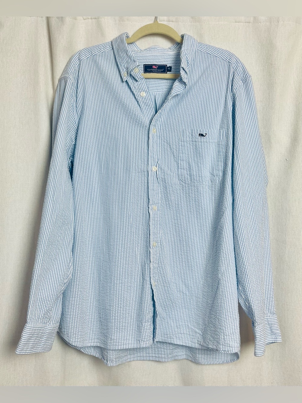 Vineyard Vines Seersucker Stripe Shirt Men XL Collegiate Long Sleeve Button Down